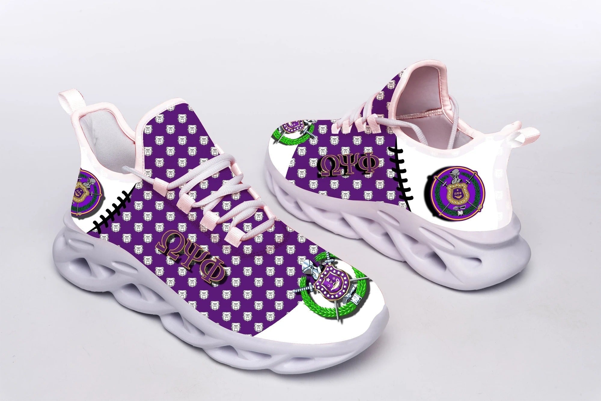 Wonder Print Footwear – Omega Psi Phi Mini Bulldog Clunky Sneakers Lt10