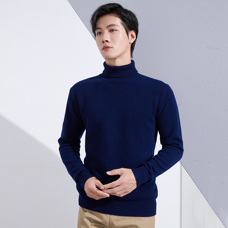 100% Merino Wool Sweater Men’s Turtleneck Pullover Autumn and Winter New Casual Knitted Thick Cashmere Sweater Solid Color alx