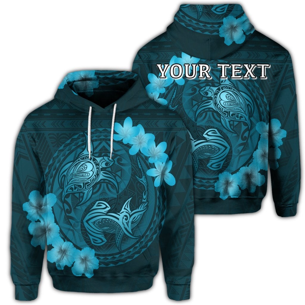 (Personalised) Hawaii Yin Yang Turtle Shark Hibiscus Plumeria Hoodie – Pastel – Ah