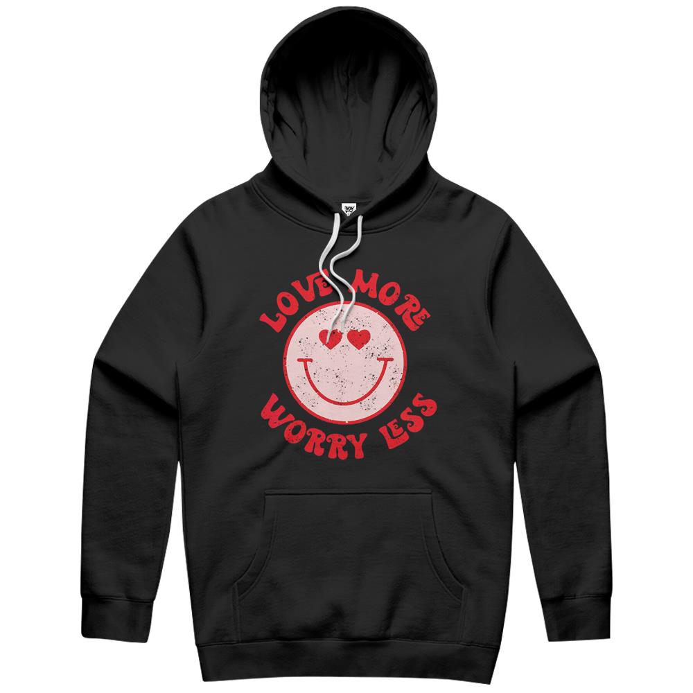 Funny Valentine Shirt Love More Worry Less Smile Face Meme Hoodie