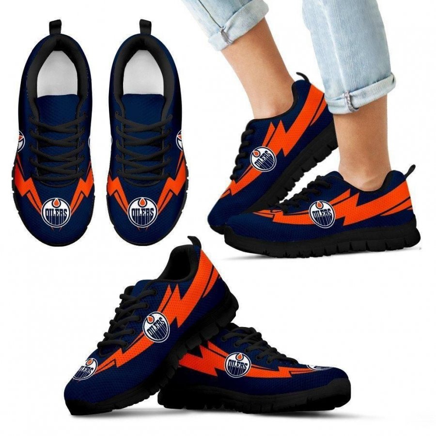 Three Amazing Good Line Charming Logo Edmonton Oilers Sneakers #579