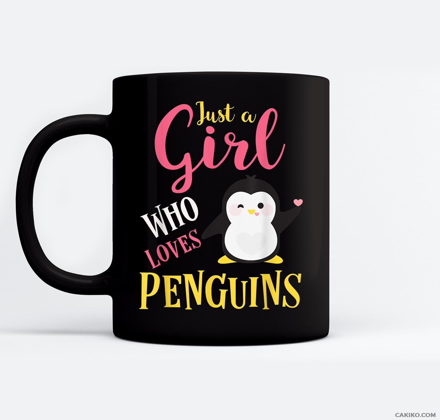 Just A Girl Who Loves Penguins , Funny Penguins Ceramic Coffee Black Mugs