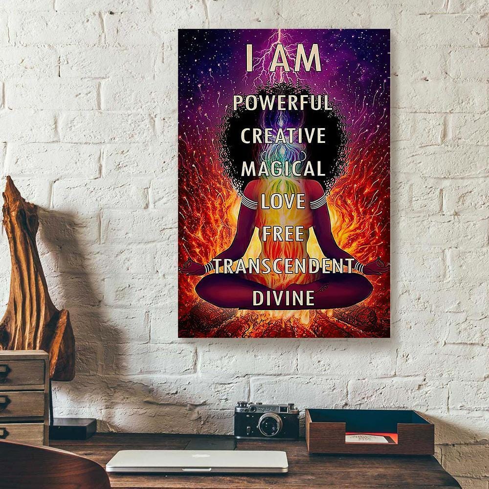 Canvas Prints I Am Powerful Creative Magical Black Girl Yoga Vertical Canvas Wall Art Alluring Home Decor Canvas