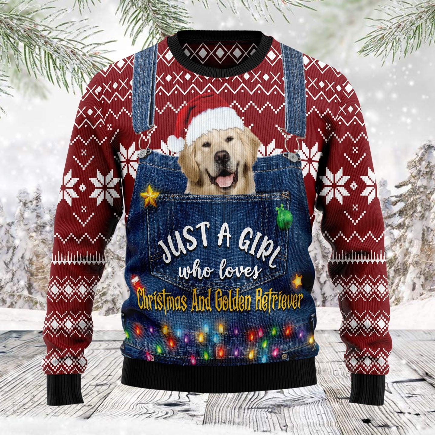 Just A Girl Who Loves Christmas And Golden Retriever Ugly Christmas Sweater | For Men & Women | Adult | Us6027