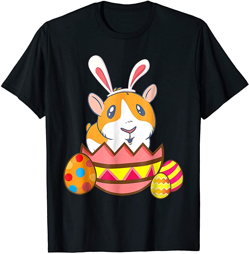 Cute Guinea Pig Easter Day Bunny Eggs T-Shirt