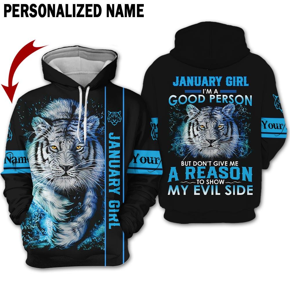 White Tiger January Girl Custom Name 3D All Over Print | For Men & Women | Adult | Cn2367