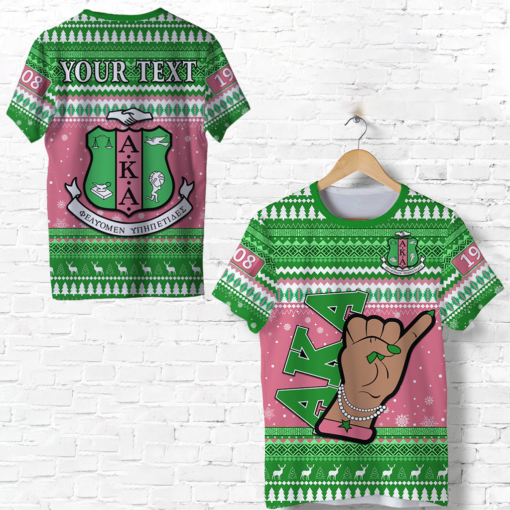 (Custom Personalised) Alpha Kappa Alpha Christmas T Shirt African Pattern Lt13