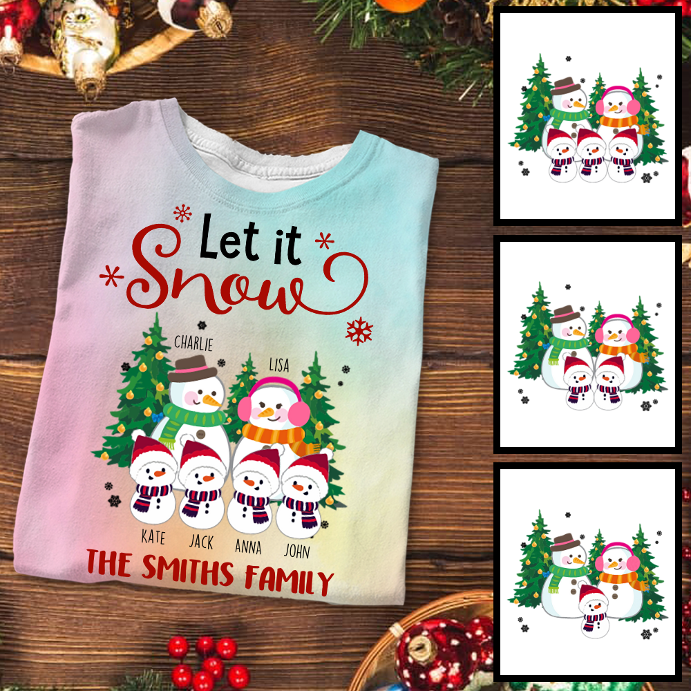 Christmas Snowman Family Personalized Tie Dye Shirt Sweatshirt Hoodie Ap406