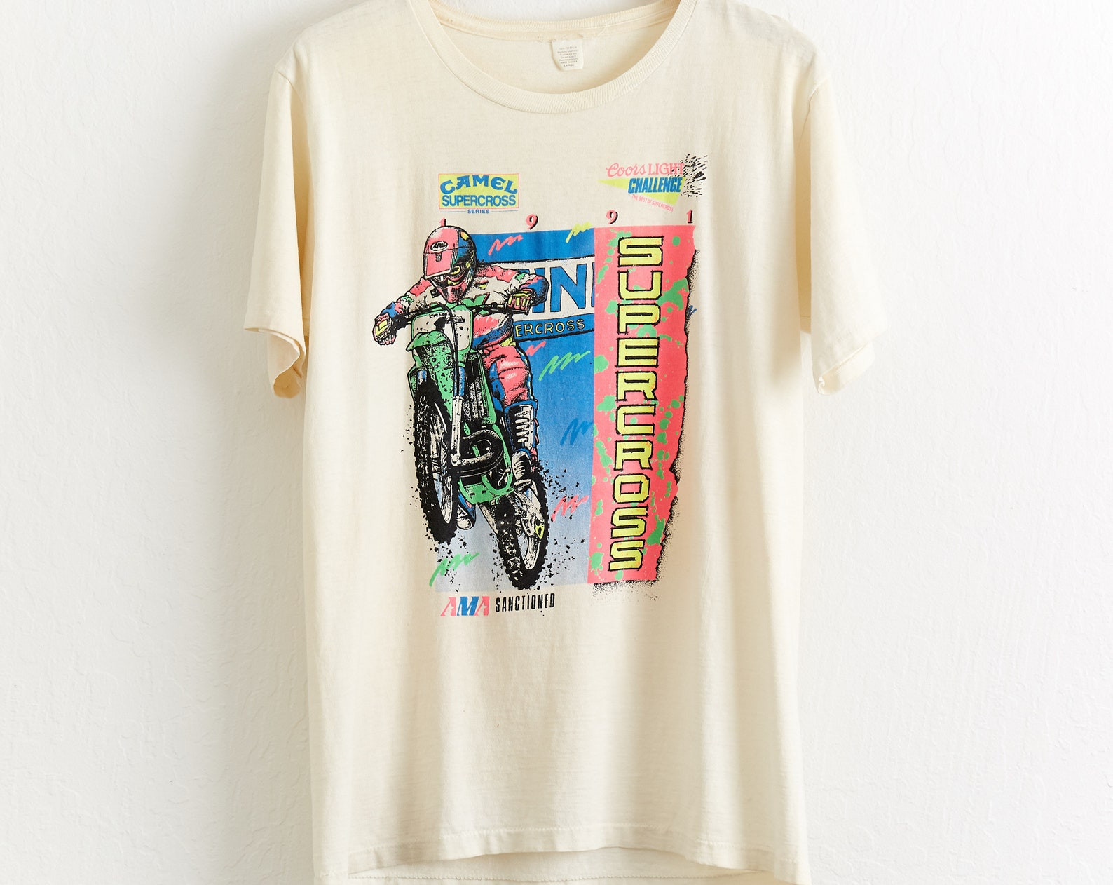 Vtg Rare 1991 Camel Supercross T Shirt  L Off Tee Joe Camel Dirt Bike Motocross Racing Supercross Yamaha Kawasaki