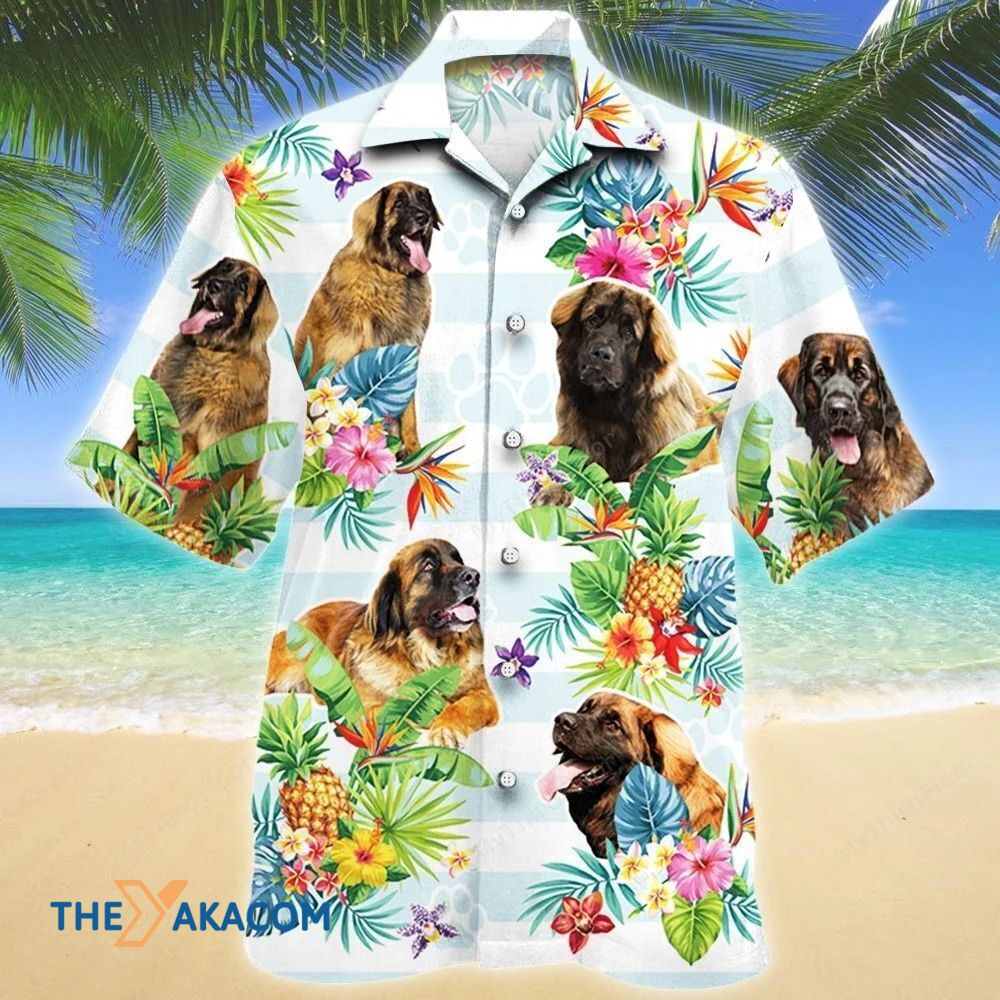 Leonberger Dog Tropical Flower Hawaiian Shirt Ha2153