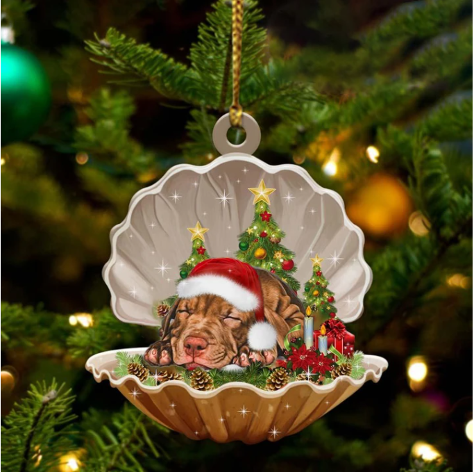 Pitbull3-Sleeping Pearl In Christmas Two Sided Ornament