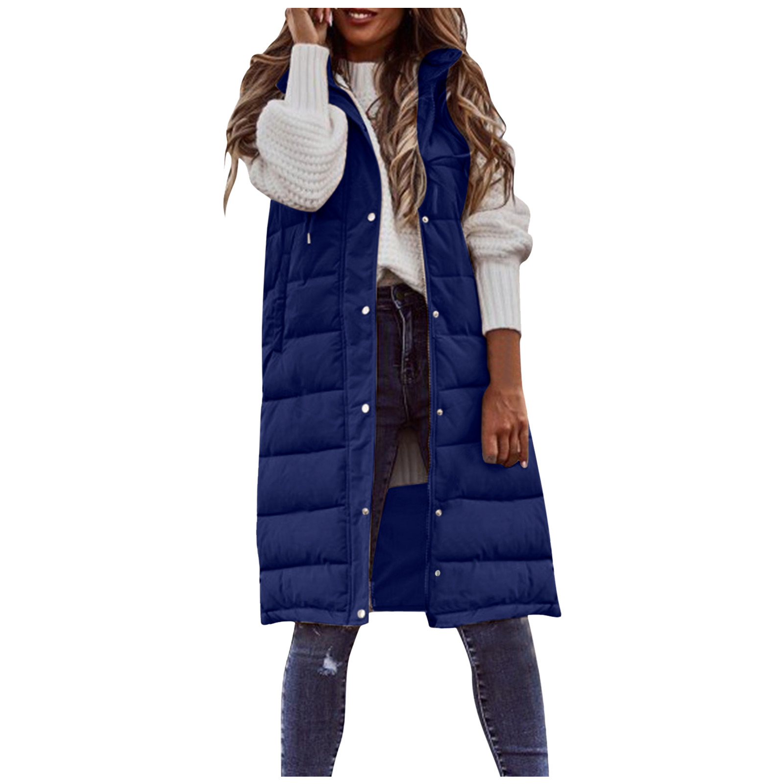 Women’s Long Winter Coats Vest With Hood Quilted Vest Down Jacket Sleeveless Warm Down Coat With Pockets Outdoor Jackets alx