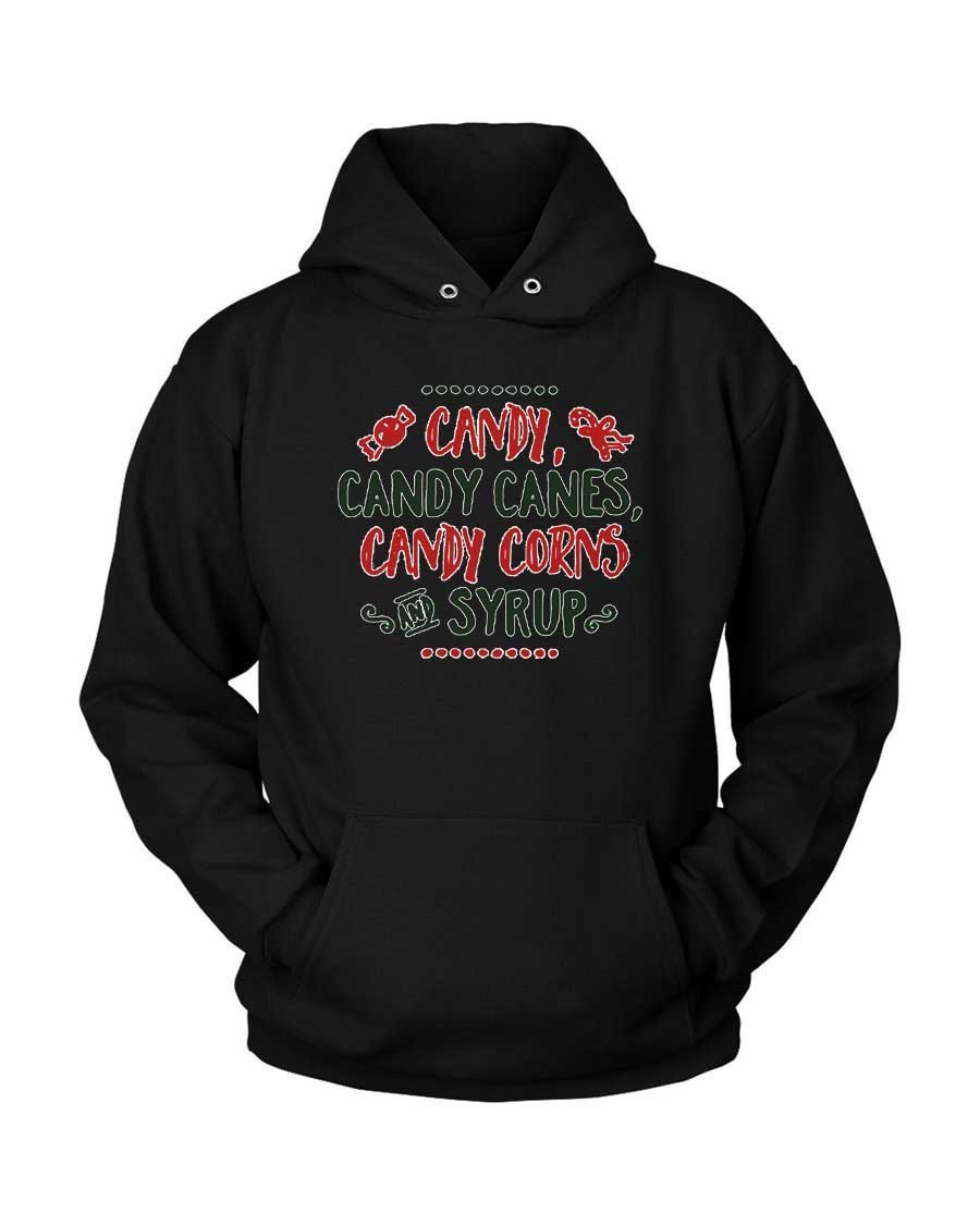 Christmas 4 Main Food Groups Candy Cane Elf Christmas Gender Nuetral Christmas Unisex Hoodie