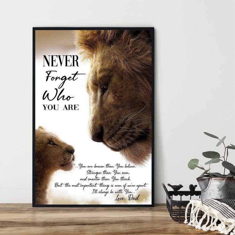 Father And Son Lion Wall Art, You Are Braver Than You Believe Poster
