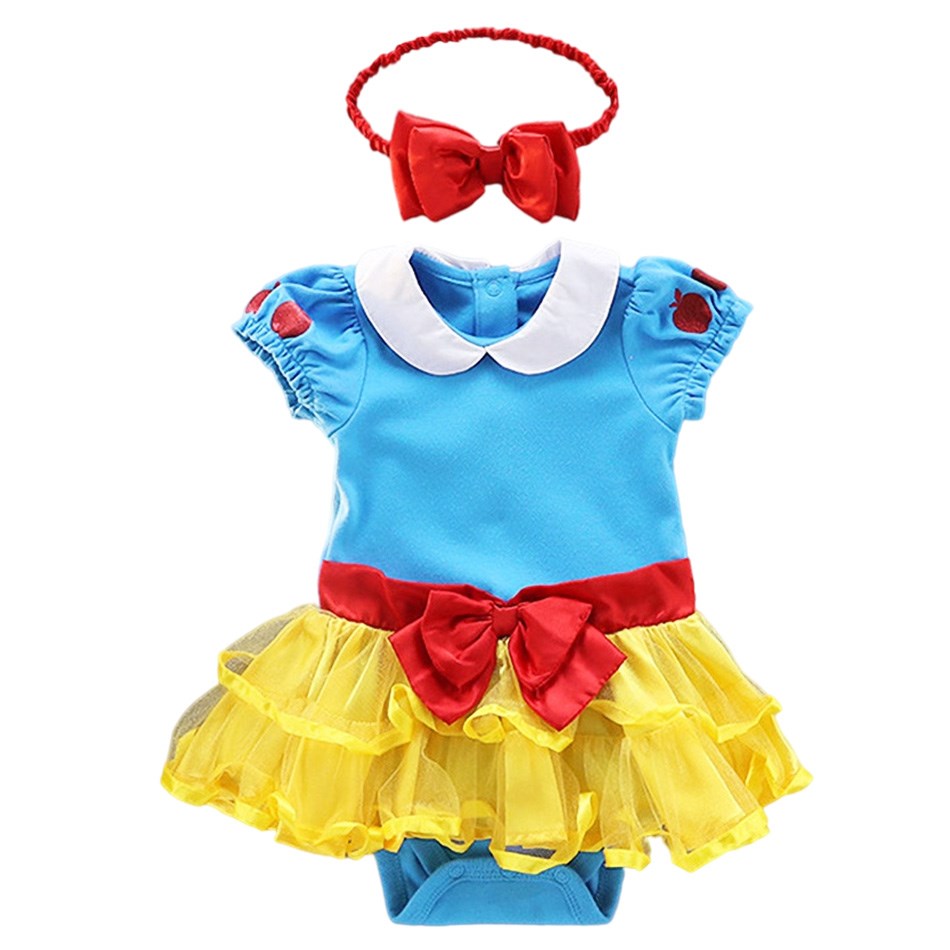 3-18M Toddler Romper Dress Kids Cinderella Clothes Baby Girls Snow White Bodysuits with Headband Newborn Halloween Clothing Set alx