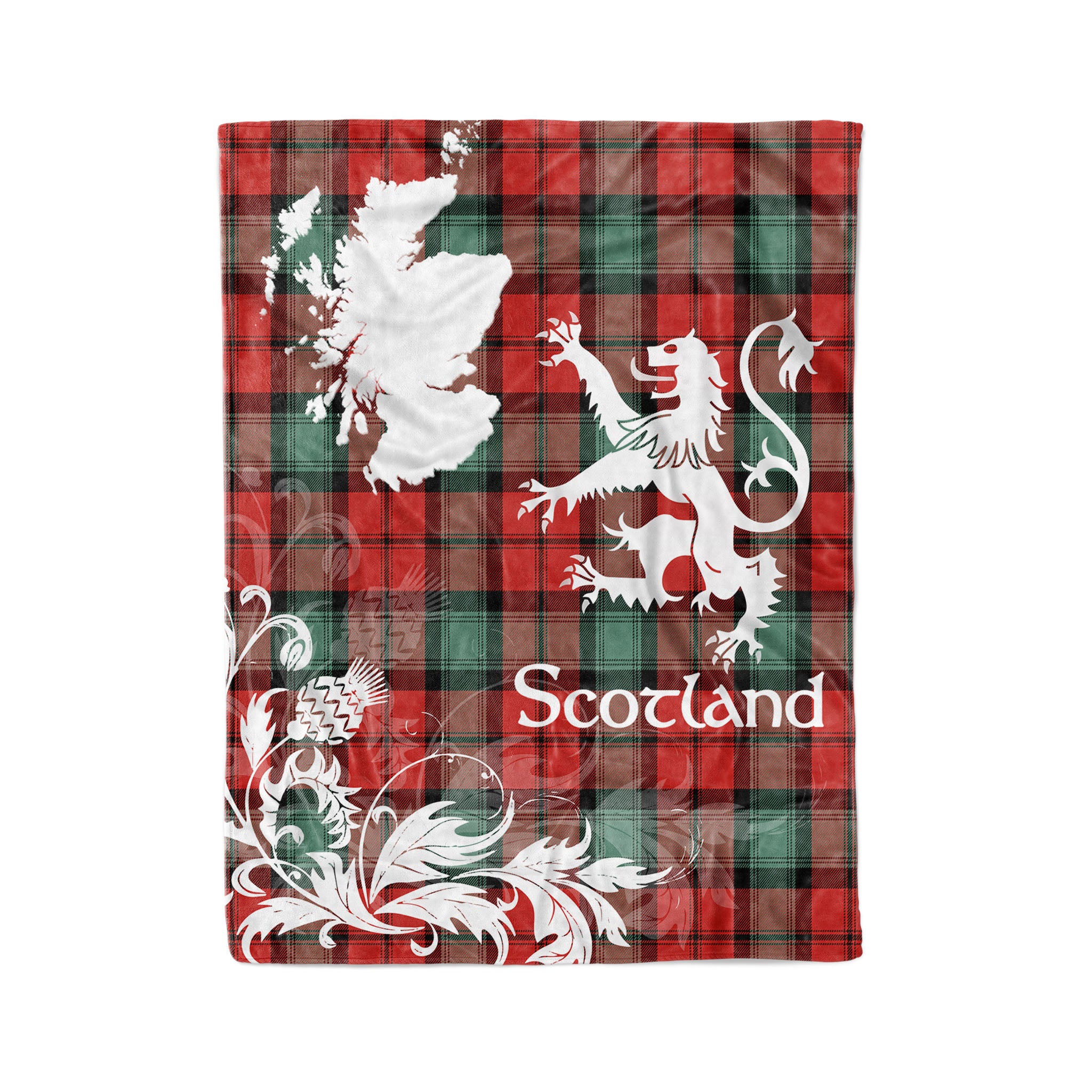 Tartan Plaid Fleece Blanket Tartan Blanket Thistle And Lion Scottish Clan Kerr Ancient Plaid Blanket