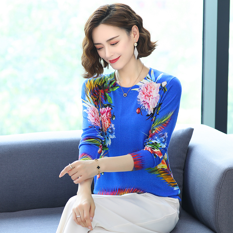 YISU Women Autumn Sweater O-Neck Fashion Printing Tops Female Long sleeve Jumper Loose Casual Knitted pullove Women clothing alx