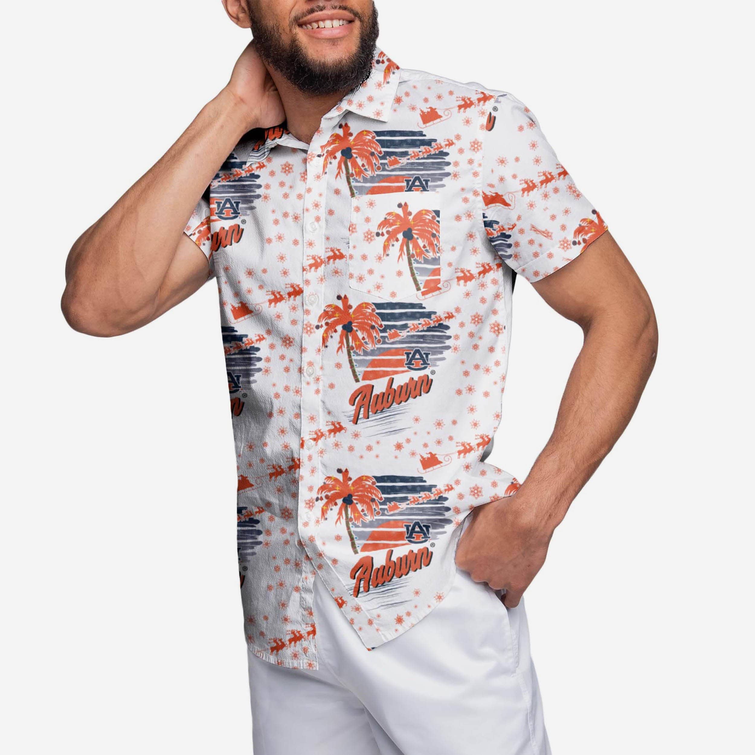 Auburn Tigers Winter Tropical Button Up Shirt