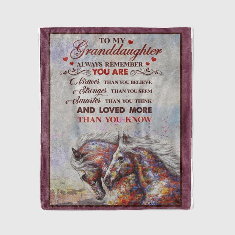 Personalized Blankets To My Granddaughter Blanket Always Remember You Are Braver Horse Blanket Sherpa Blanket Granddaughter Gifts