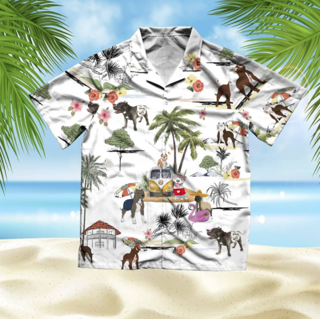 American Pitbull Terrier Beach All Over Printed Hawaiian Shirt Ha73456