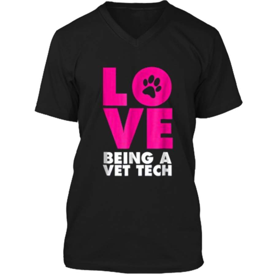 Animal Lovers Paw Print Vet Tech T-Shirt Mens Printed V-Neck T