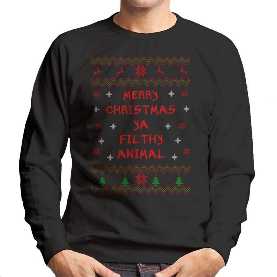 Merry Christmas Ya Filthy Animal Home Alone Knit Men’s Sweatshirt