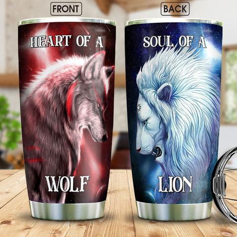 Wolf Lion Stainless Steel Tumbler, Personalized Tumblers, Tumbler Cups, Custom Tumblers