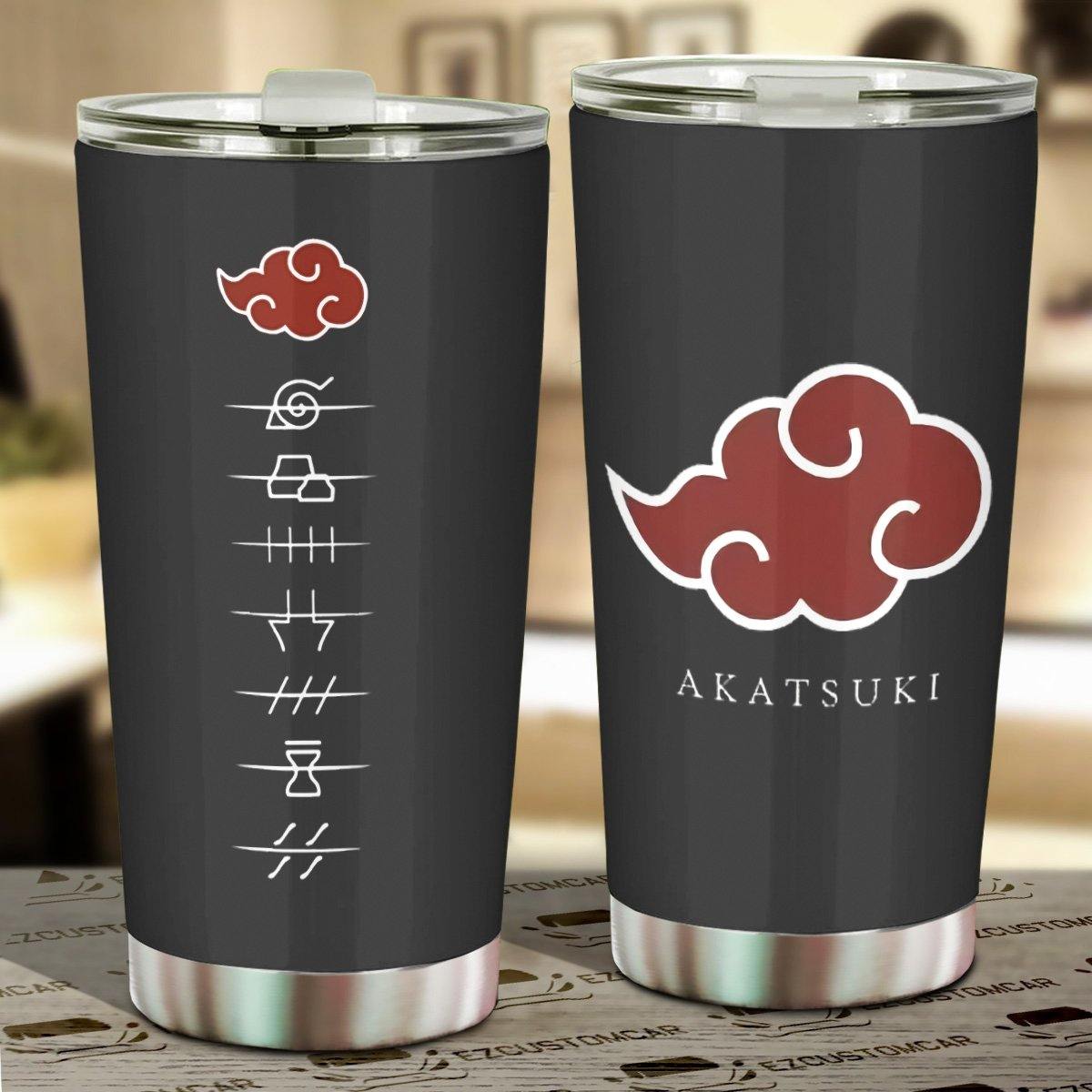 Akatsuki Stainless Steel Tumbler Hidden Villages Symbol Naruto Anime Car Accessories