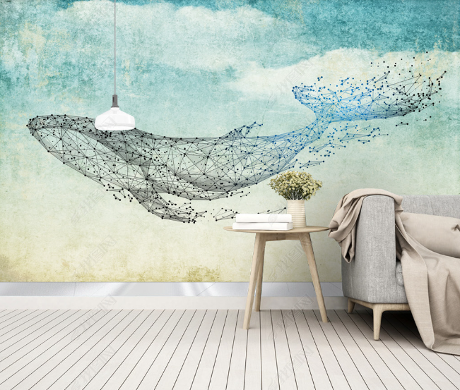 3D Watercolor Animal Shark Wall Mural Wallpaper Lqh 87