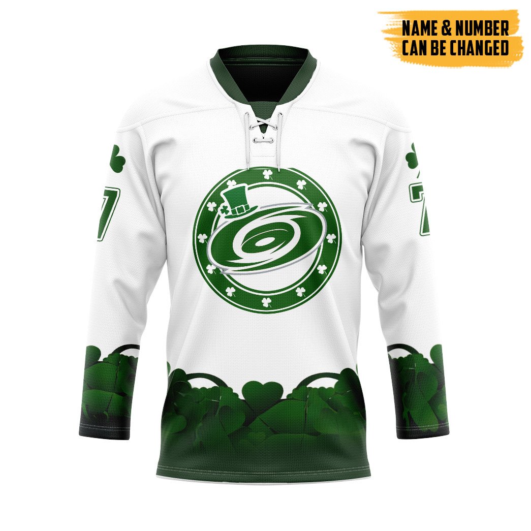 Gearhumans 3D Carolina Hurricanes 2022 St Patrick Day Custom Name Custom Number Hockey Jersey