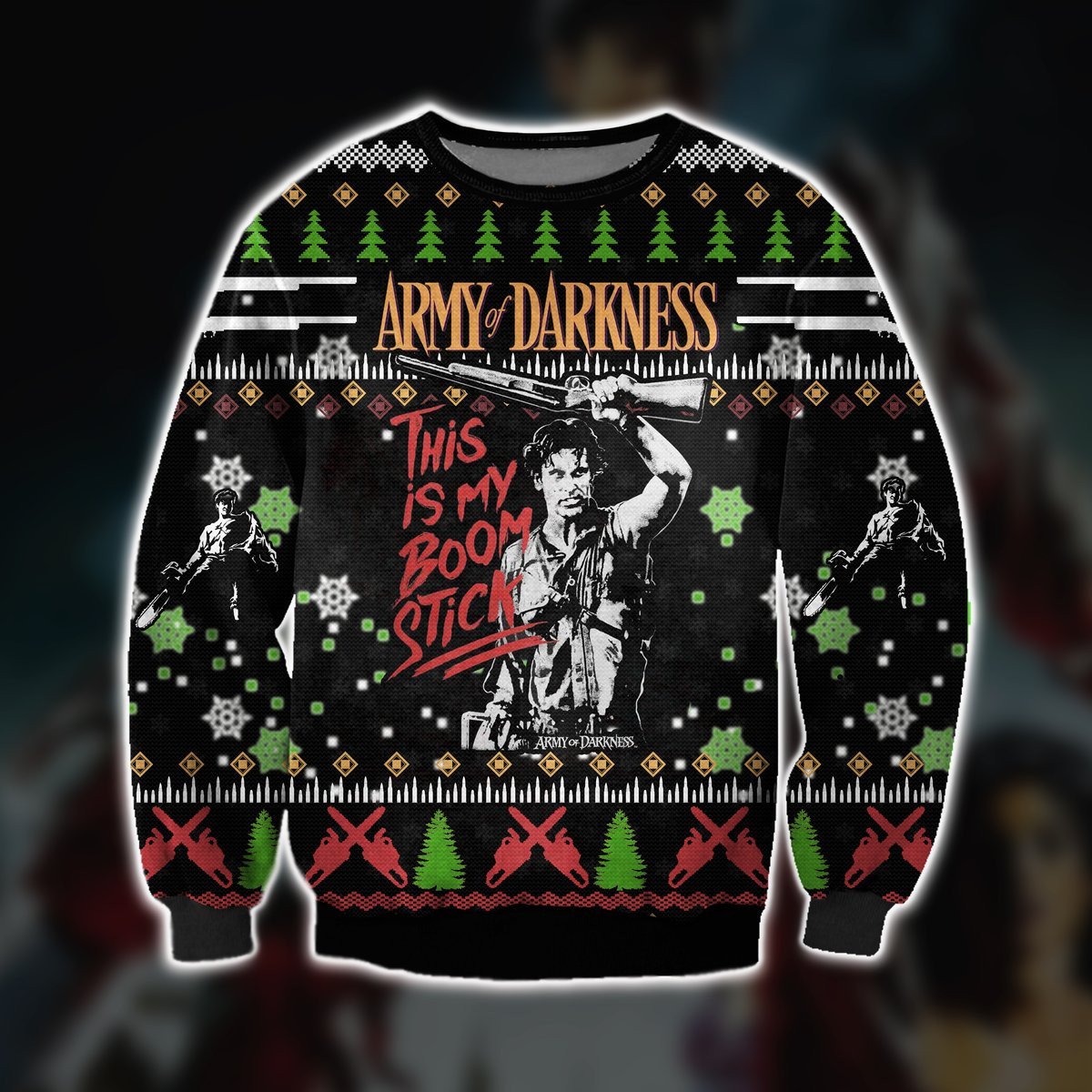 Army Of Darkness This Is My Boom Stick Ugly Christmas Sweater