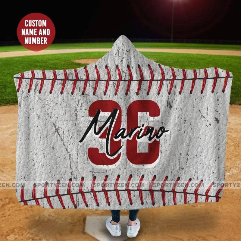 Custom Vintage Baseball Hooded Blanket with name #205l
