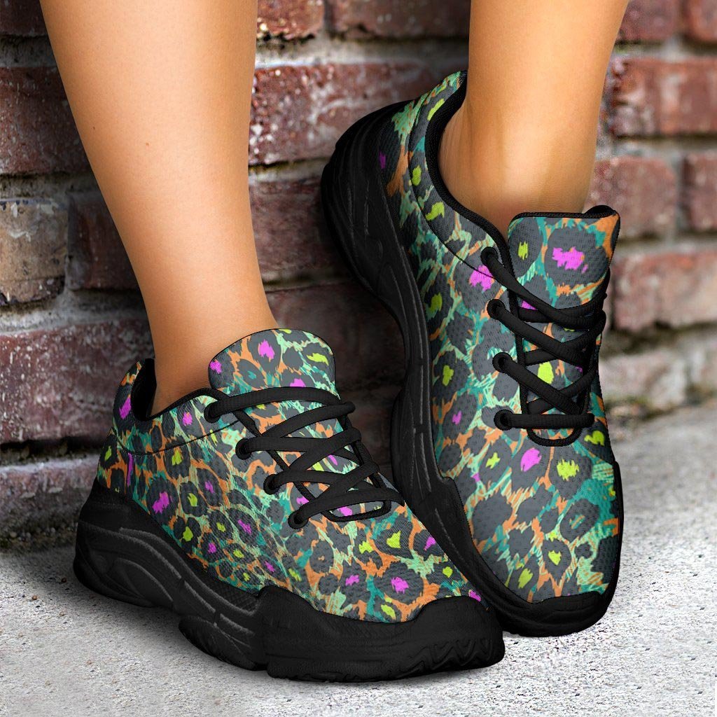 Colorful Neon Leopard Chunky Sneaker Art 140