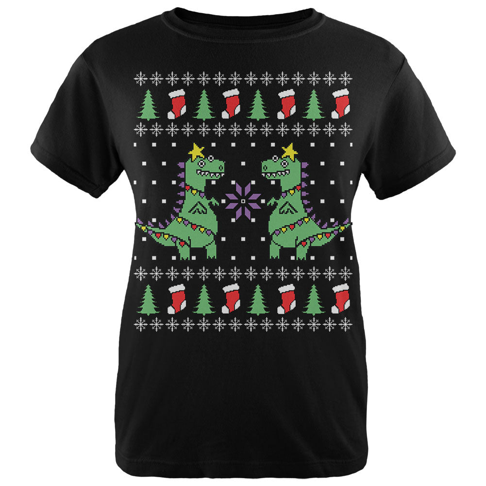 Tree Rex T Rex Ugly Christmas Sweater Womens T Shirt