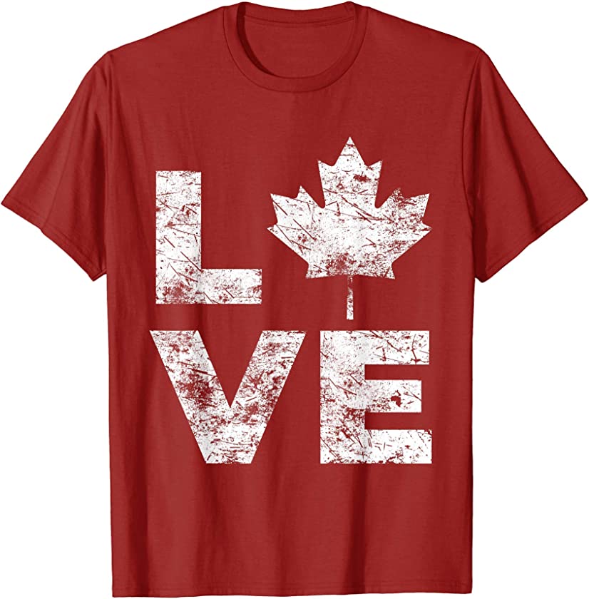 Canada Flag Love Vintage Canada Day Maple Leaf T-Shirt