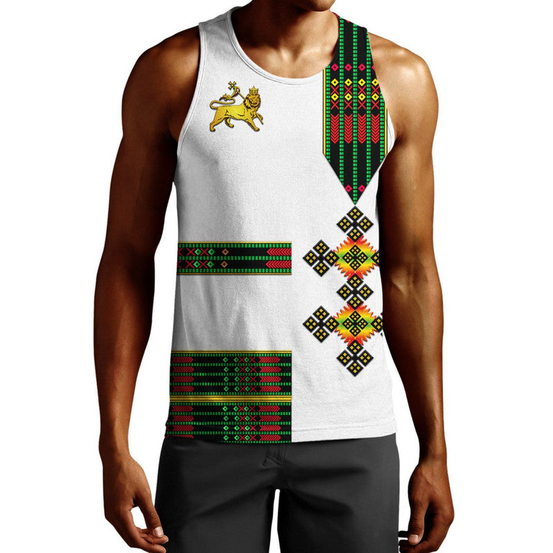 (Custom Personalised) Ethiopia Men Tank Top Ethiopian Lion Of Judah Simple Tibeb Style – Flag Style Lt8