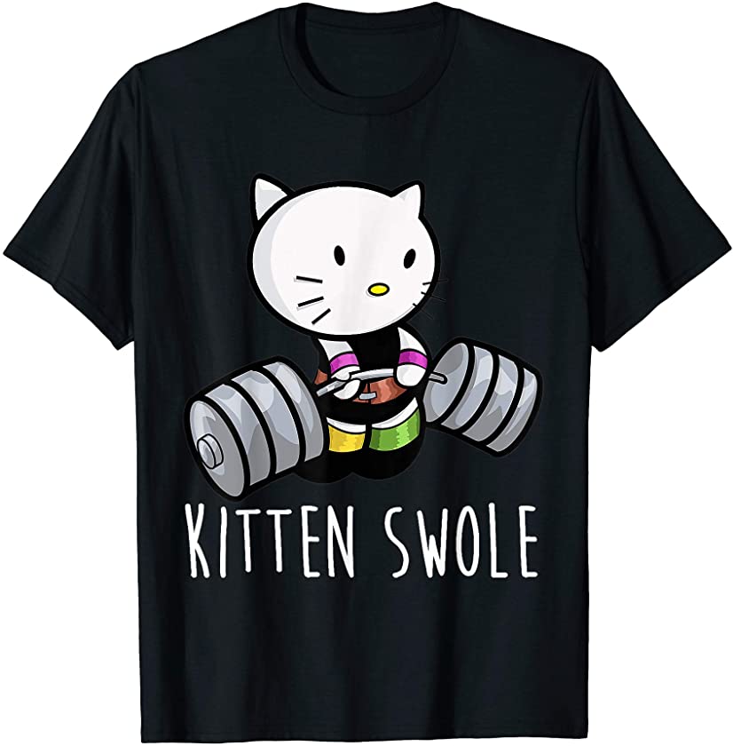 Kitten Swole Cat Powerlifting Weightlifting Gym Training T-Shirt