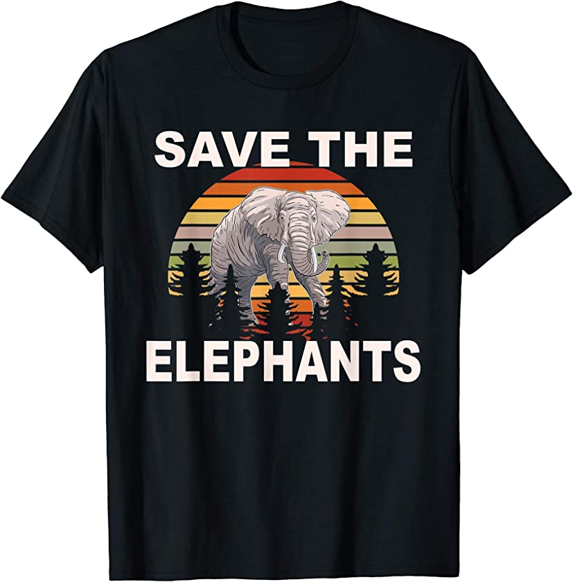 Retro Vintage Animal Lover Gift Save The Elephants T-Shirt