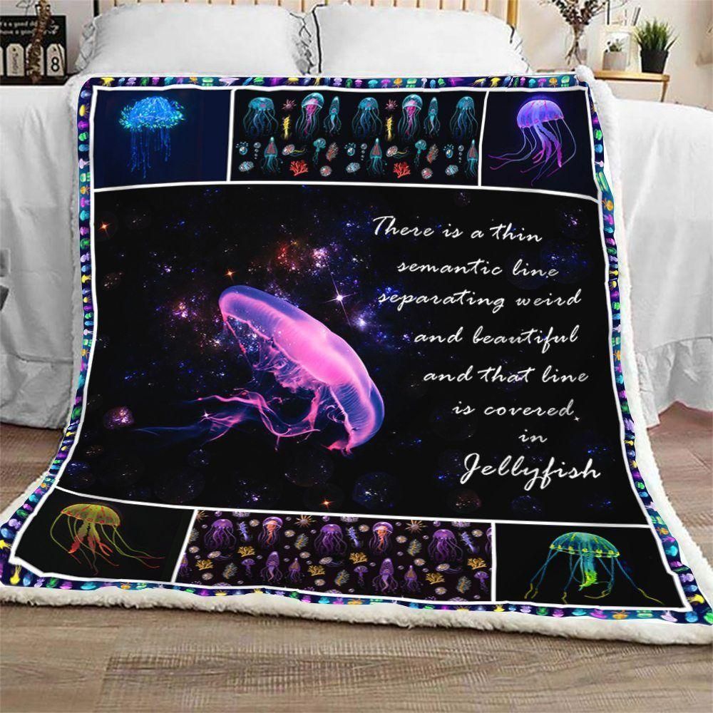 [Personalized Name] In Jellyfish Mystery Background Fleece Blanket, Sherpa Blanket, Gift For Family Member, Friends Gift, Christmas Gift, Home Decor, Home Living