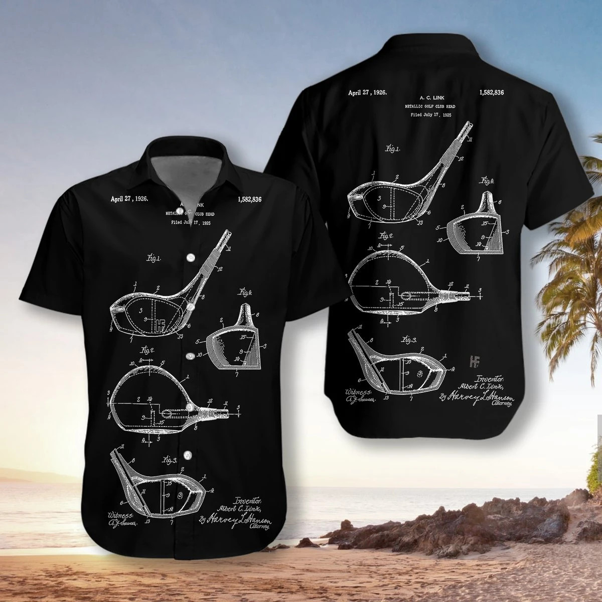 Golf Club Patent Blueprint Style Unisex Hawaii Shirt Adult Ha70528