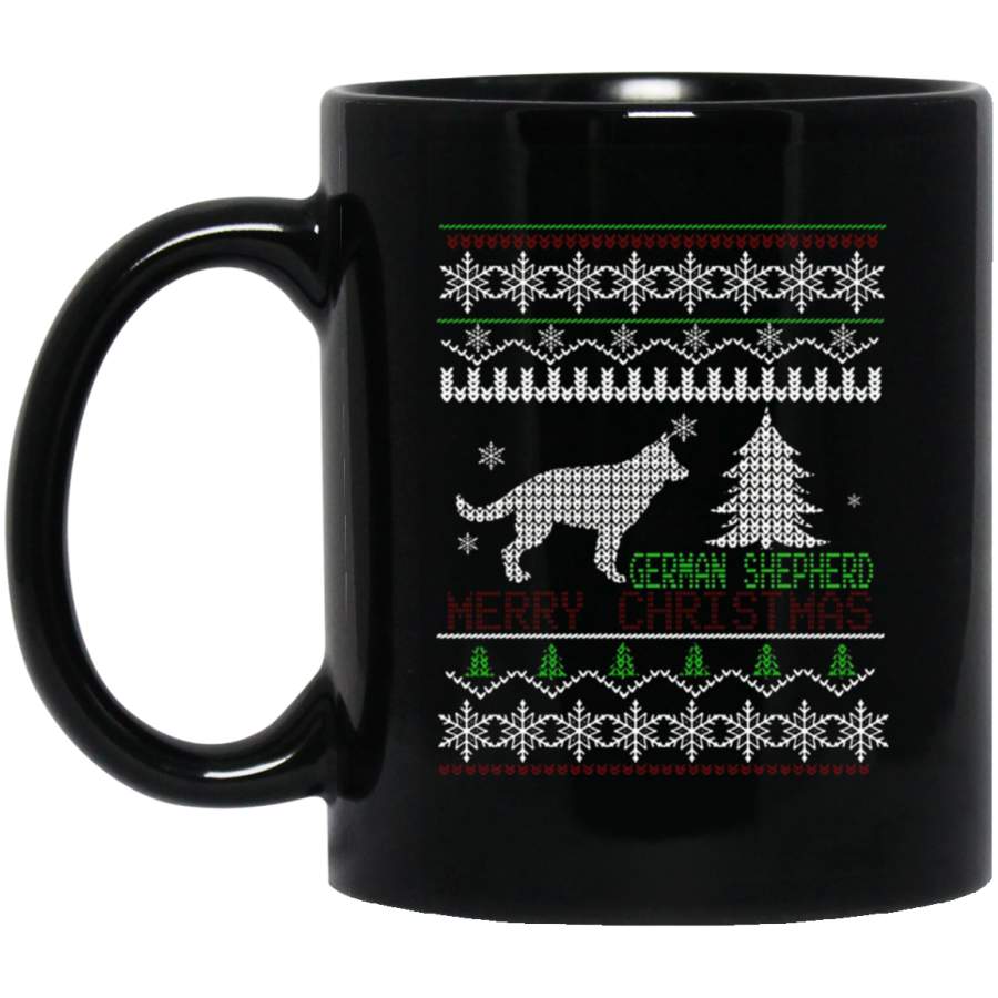 Ugly Christmas Sweater German Shepherd Dog Lover Gift 11 oz 15 oz Black Mug