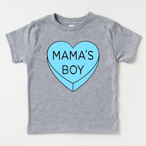 Mama’S Boy Candy Heart Kids Tee