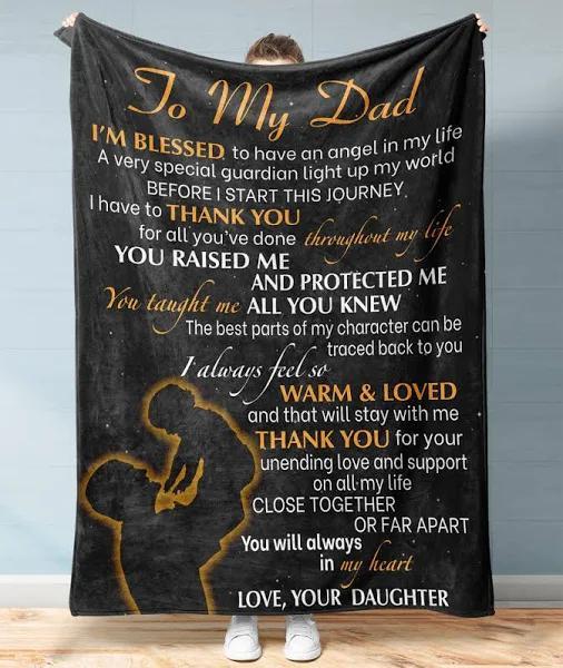 To My Dad You Raised Me And Protected Me Fleece Blanket Gift For Dad From Daughter Home Decor Bedding Couch Sofa Soft And Comfy Cozy