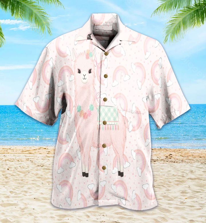 Llama Rainbow Cute Pink Hawaii Shirt Ha6047