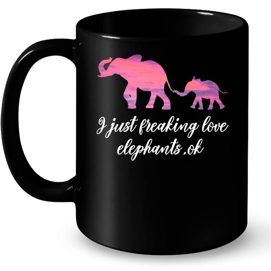 I Just Freaking Love Elephants Ok – Full-Wrap Coffee Black Mug