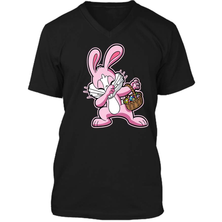 Dabbing Easter Bunny Dab Shirt Mens Printed V-Neck T