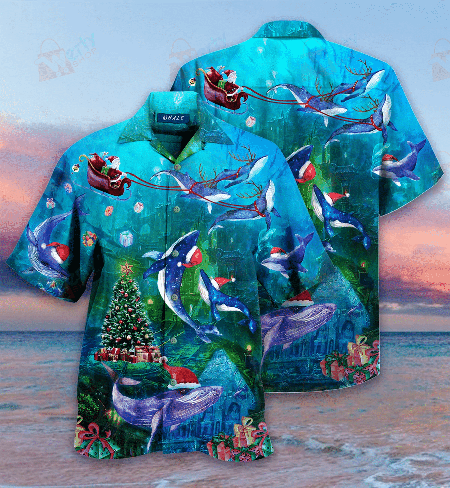 Christmas Whales Under The Sea Hawaiian Shirt Pre13354