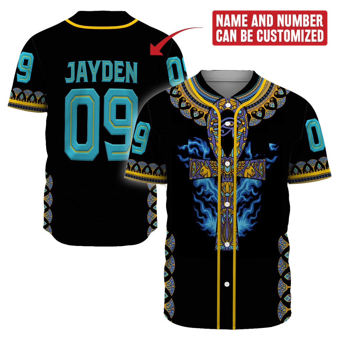 Personalized Egyptian Ankh Ft Eye Of Ra Jersey Shirt