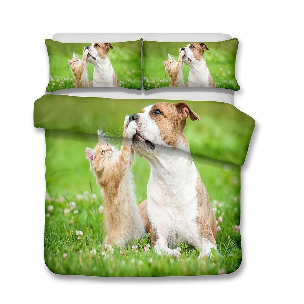 3D Design Animals Dogs Cats Pattern Bedding Set