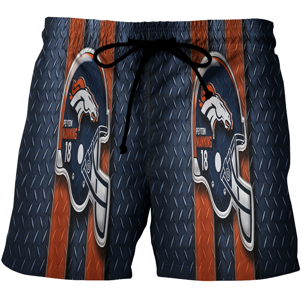 Denver Broncos Helmet V14 3D All Over Print Summer Beach Hawaiian Short